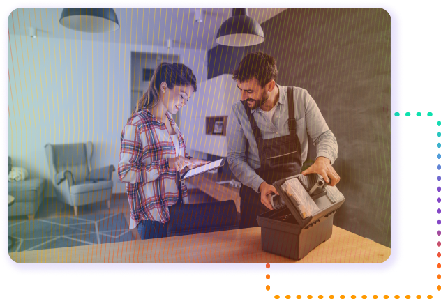 Successful Submission - Two people with tablet and toolbox